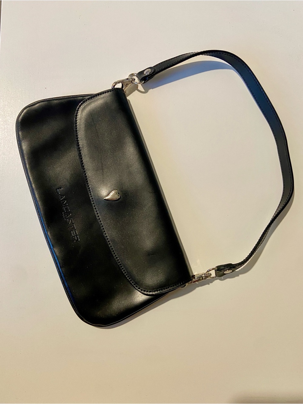 Lancaster Black Leather Clutch